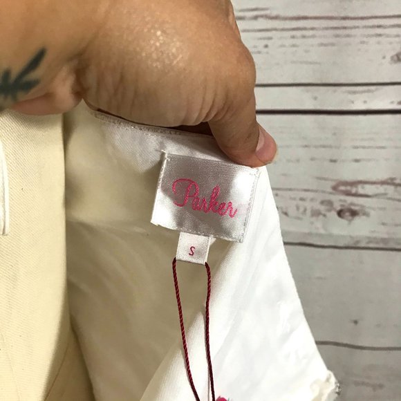 Parker NY White Karmen Lace Trim Silk Dress - Picture 10 of 12